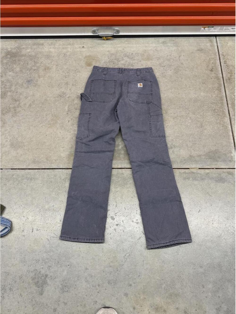 vintage carhartt grey straight leg fleece lined cargo pants size 4 WOMENS - Picture 4 of 4